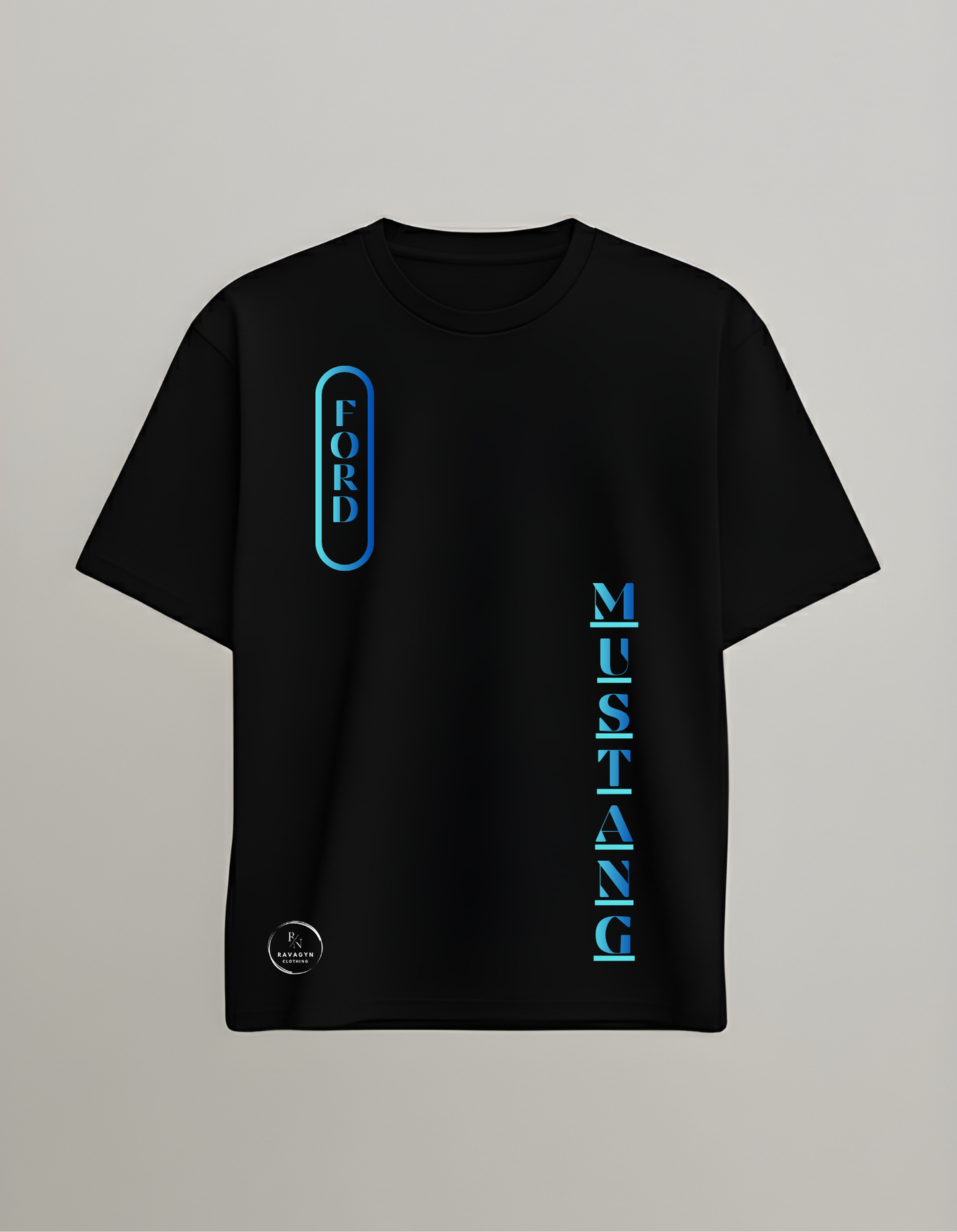 Mustang Blue Stripe Dominance Oversized Tee - Born to Run. Built to Rule.