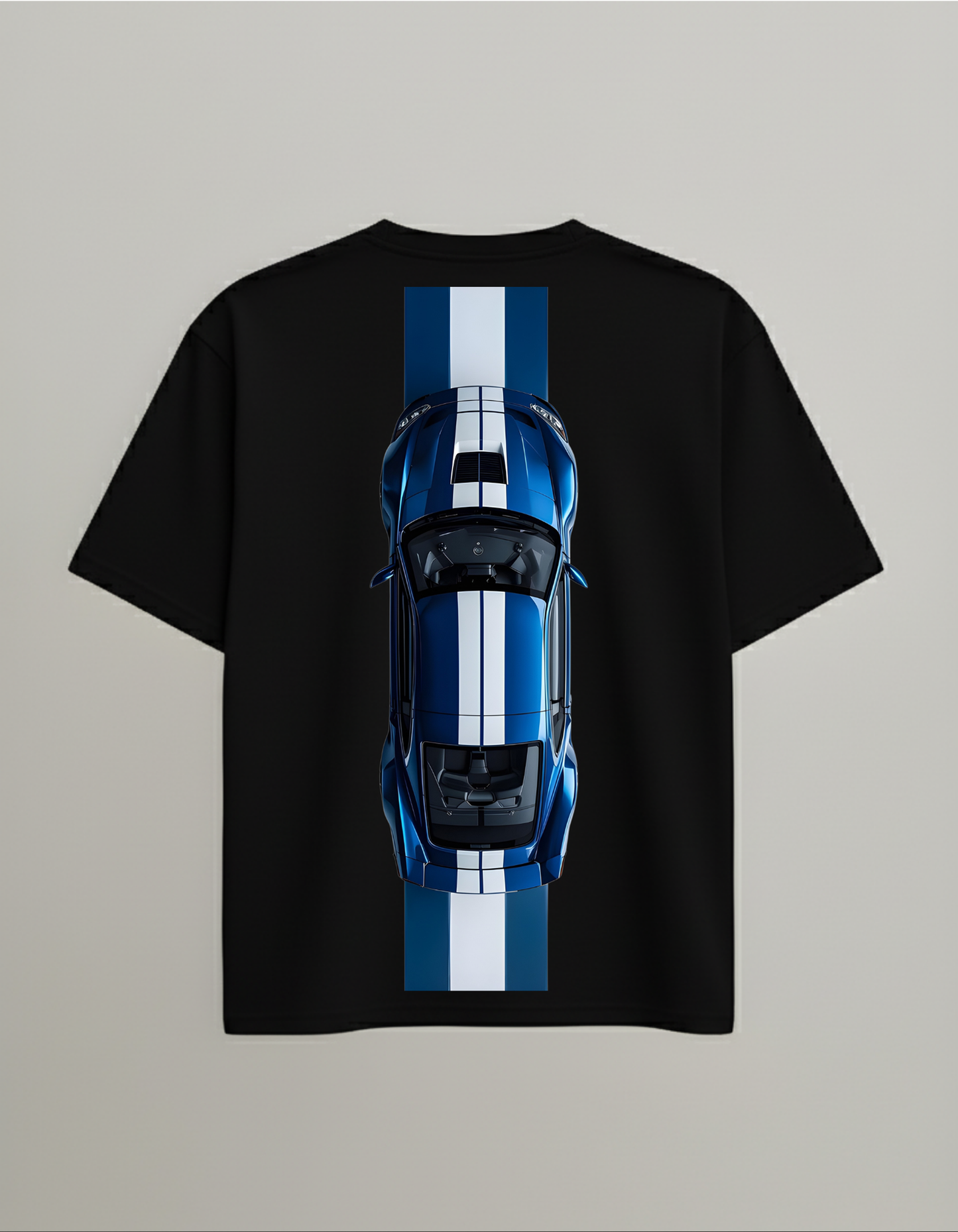 Mustang Blue Stripe Dominance Oversized Tee - Born to Run. Built to Rule.