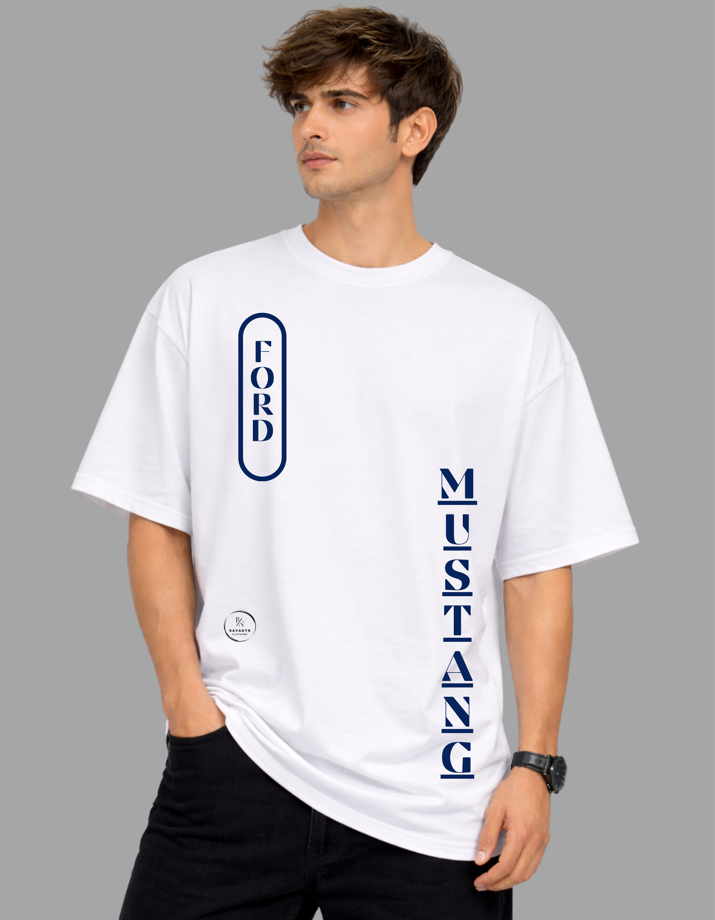Mustang Velocity Stripe Oversized Tee - Speed in Silence. Power in Control.