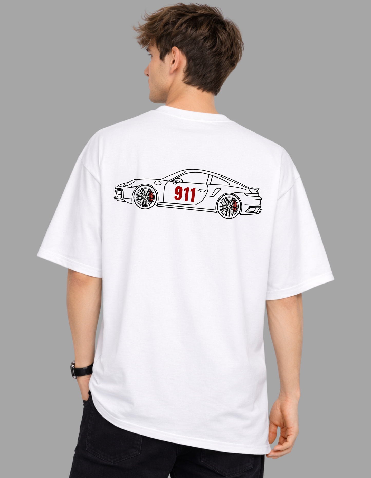 911 Motion Line Oversized Tee - Precision in Motion. Power in Silence.