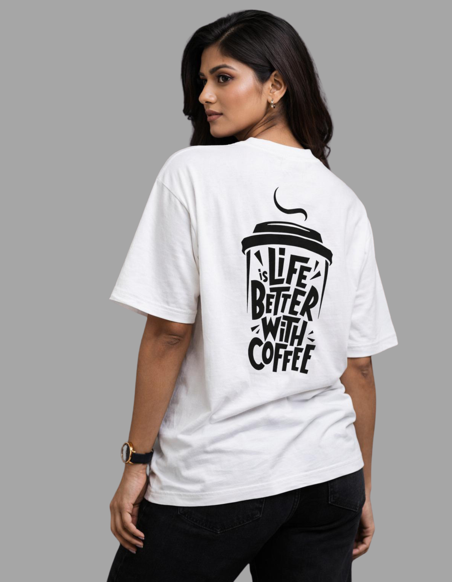 "Life Is Better With Coffee" – Women’s Oversized Statement Tee