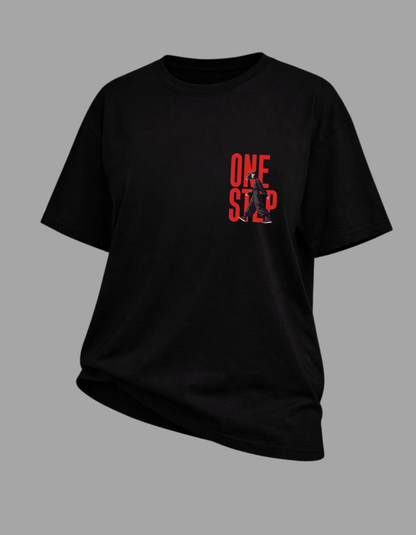“ONE STEP” Women’s Oversized Tee – Black Edition