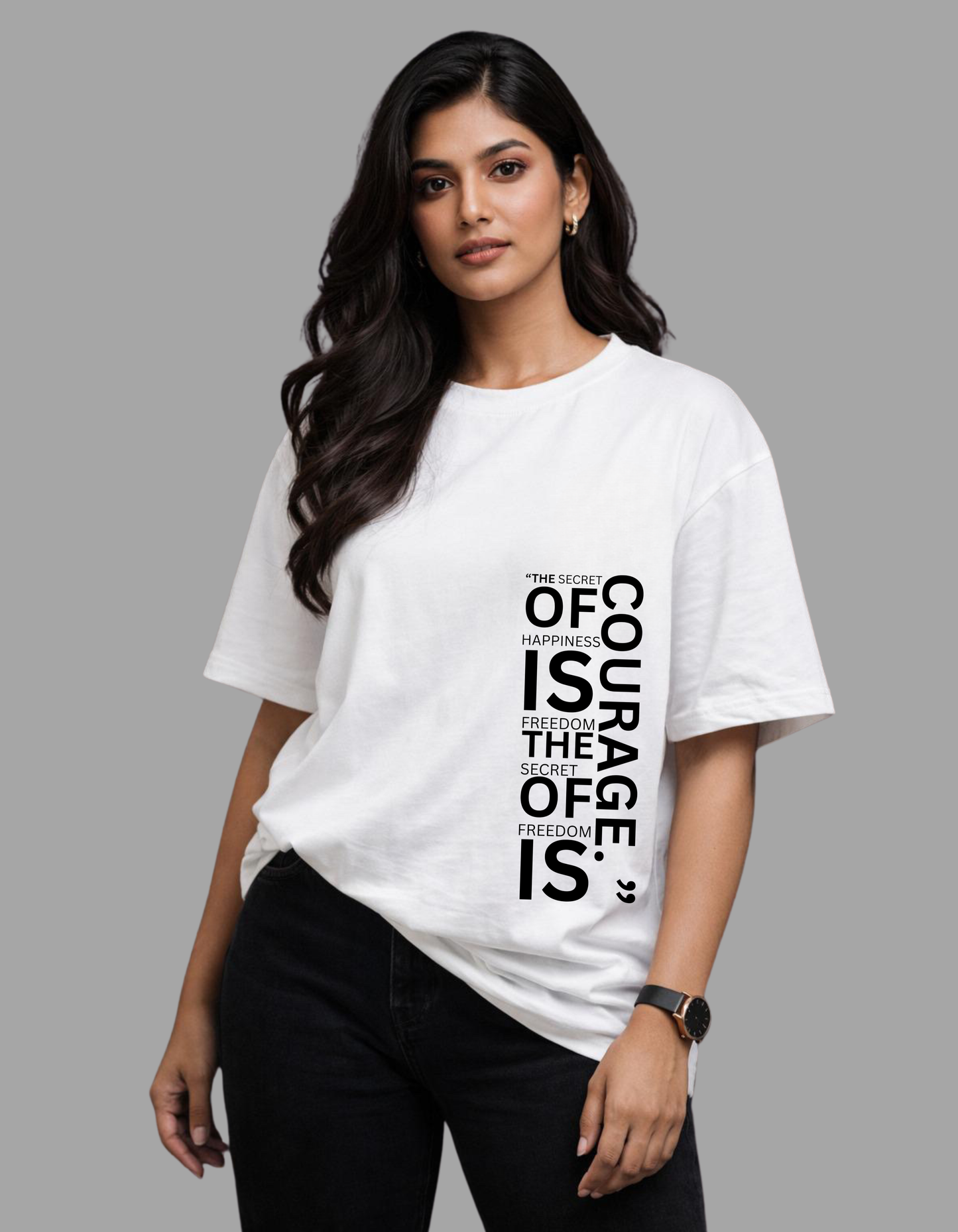 “FREEDOM & COURAGE” Women’s Oversized Tee – White Edition